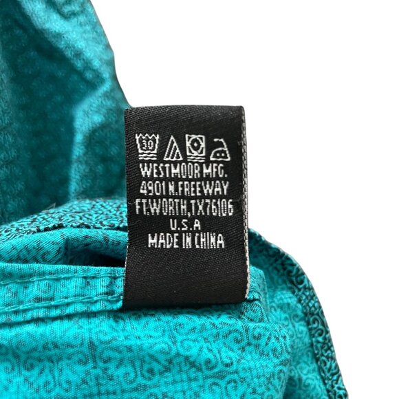 Panhandle Tuf Cooper Mens XL Turquoise Printed Button-Up Shirt Cotton Western - Picture 6 of 9